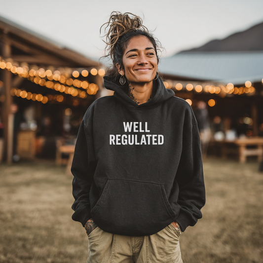 Well Regulated Text Dark Hoodie